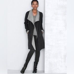 Eileen Fisher Reversible Double Faced Shawl Collar Drape Cardigan